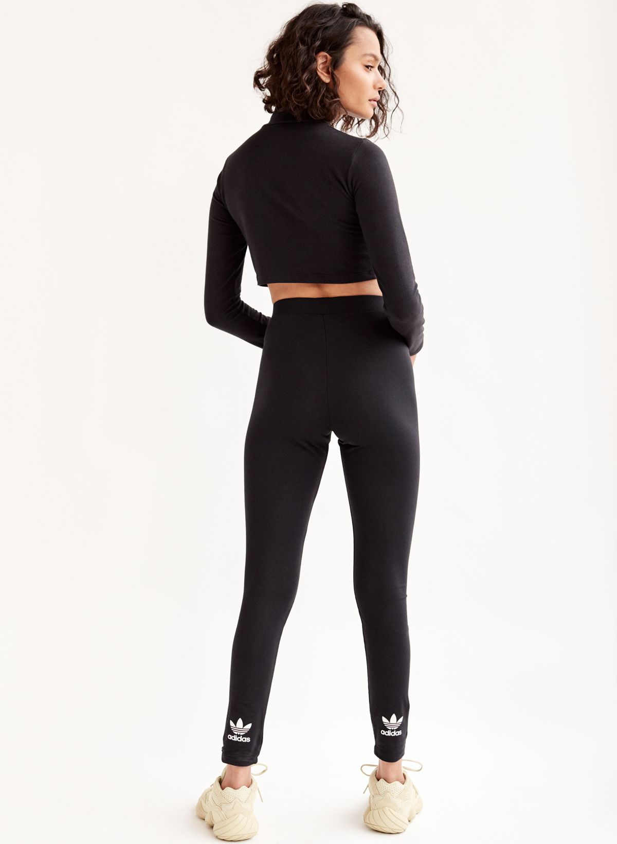 Adidas Trefoil Logo High Waisted Leggings Womens Size S Black