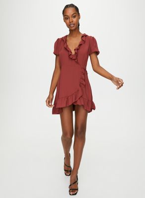 aritzia ruffle wrap dress
