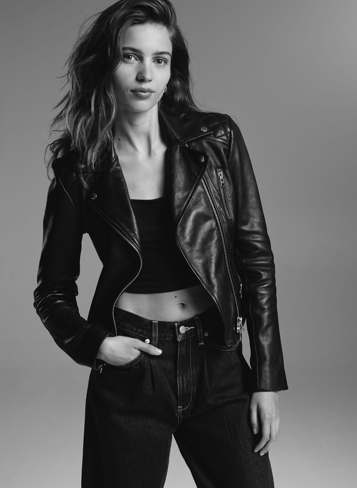 Calvin Klein Black Faux Leather Motorcycle Jacket, $178