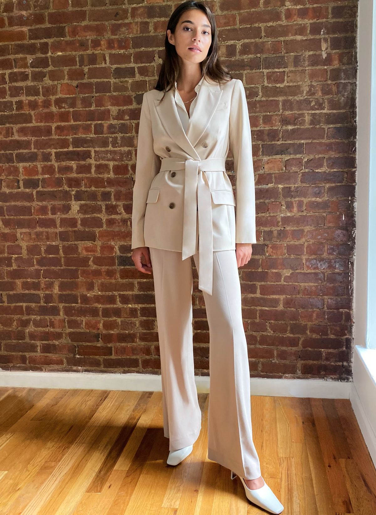 Fitted Blazer + Tank Bodysuit + Belted High Waist Pants