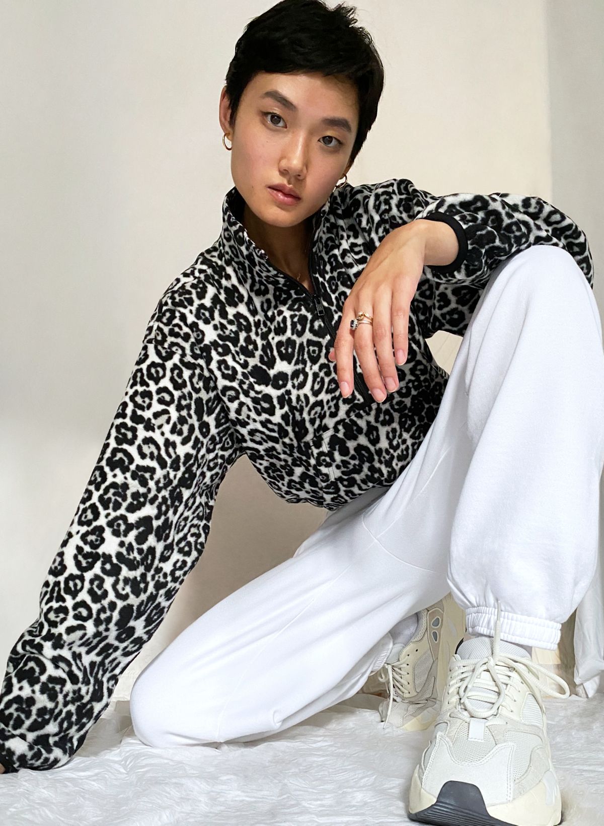 Calvin Klein Black Snow Leopard Hailey Crossbody Bag