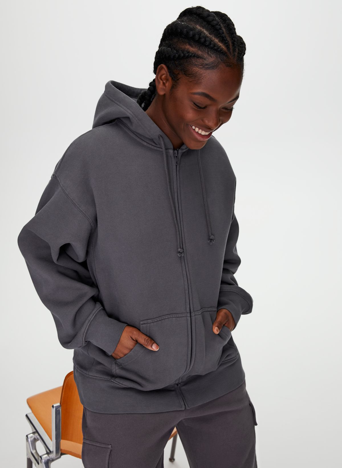 Tna COZY FLEECE BOYFRIEND ZIP-UP HOODIE | Aritzia CA