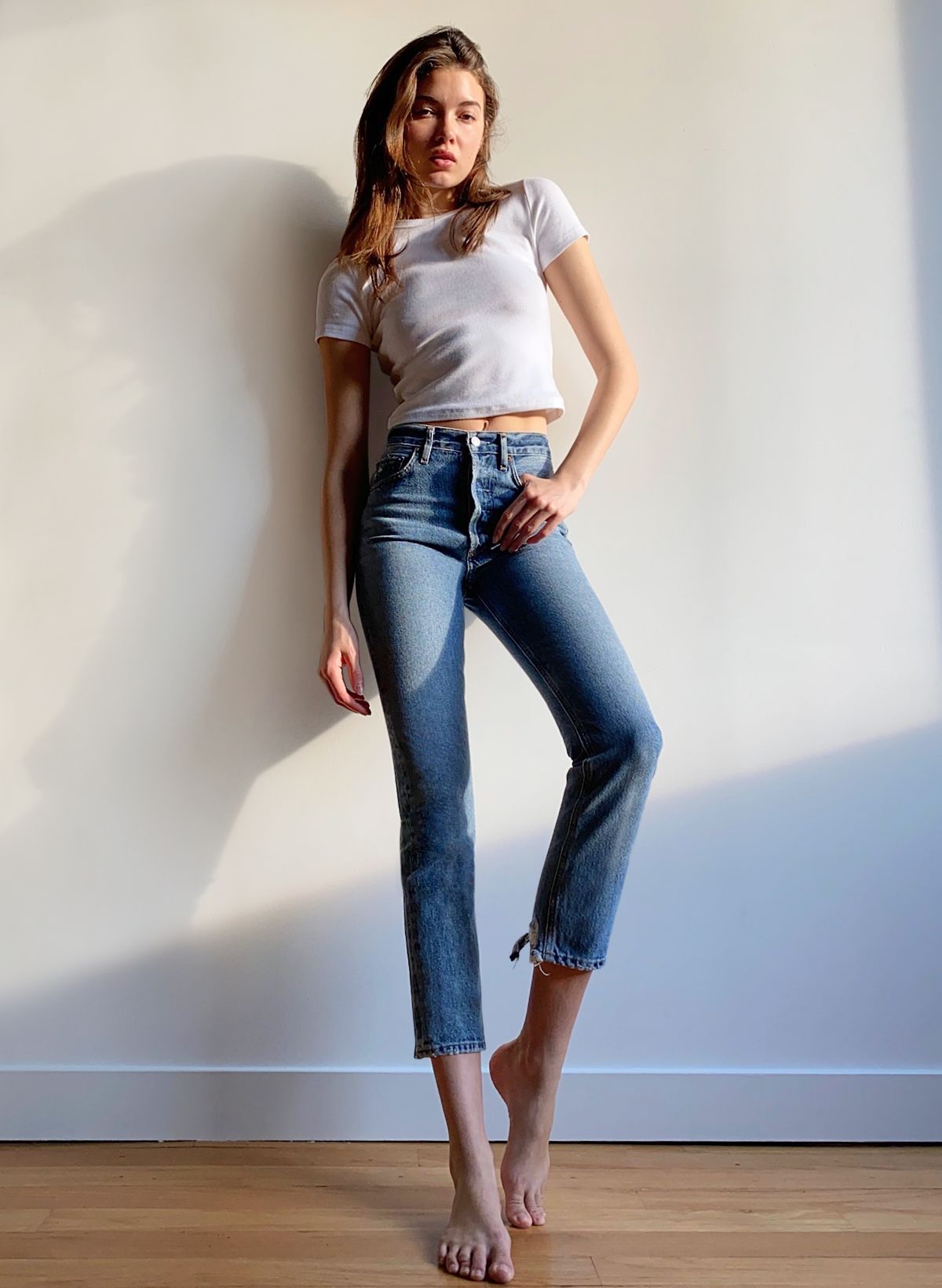 Agolde riley crop store jeans