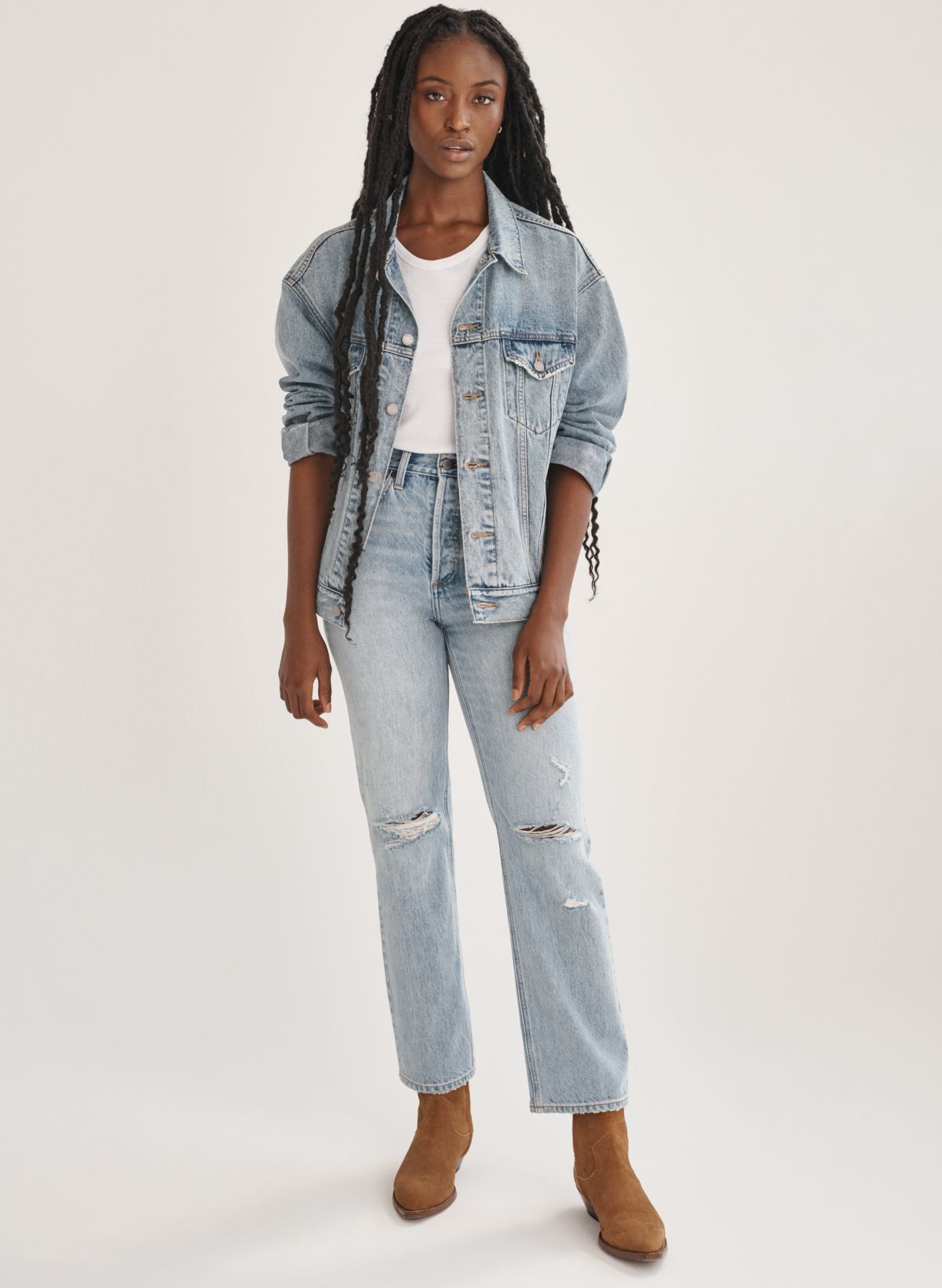 Bleached Denim Boxy Jacket - Women - Ready-to-Wear