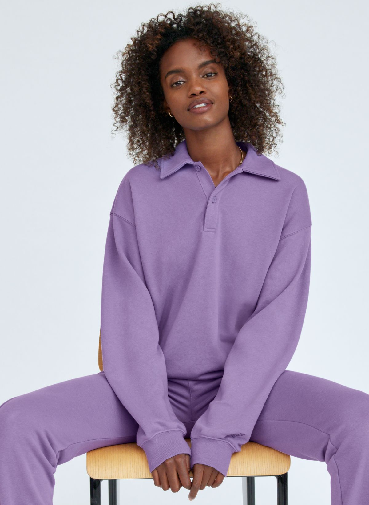 Tna AIRY FLEECE BOYFRIEND POLO SWEATSHIRT | Aritzia US