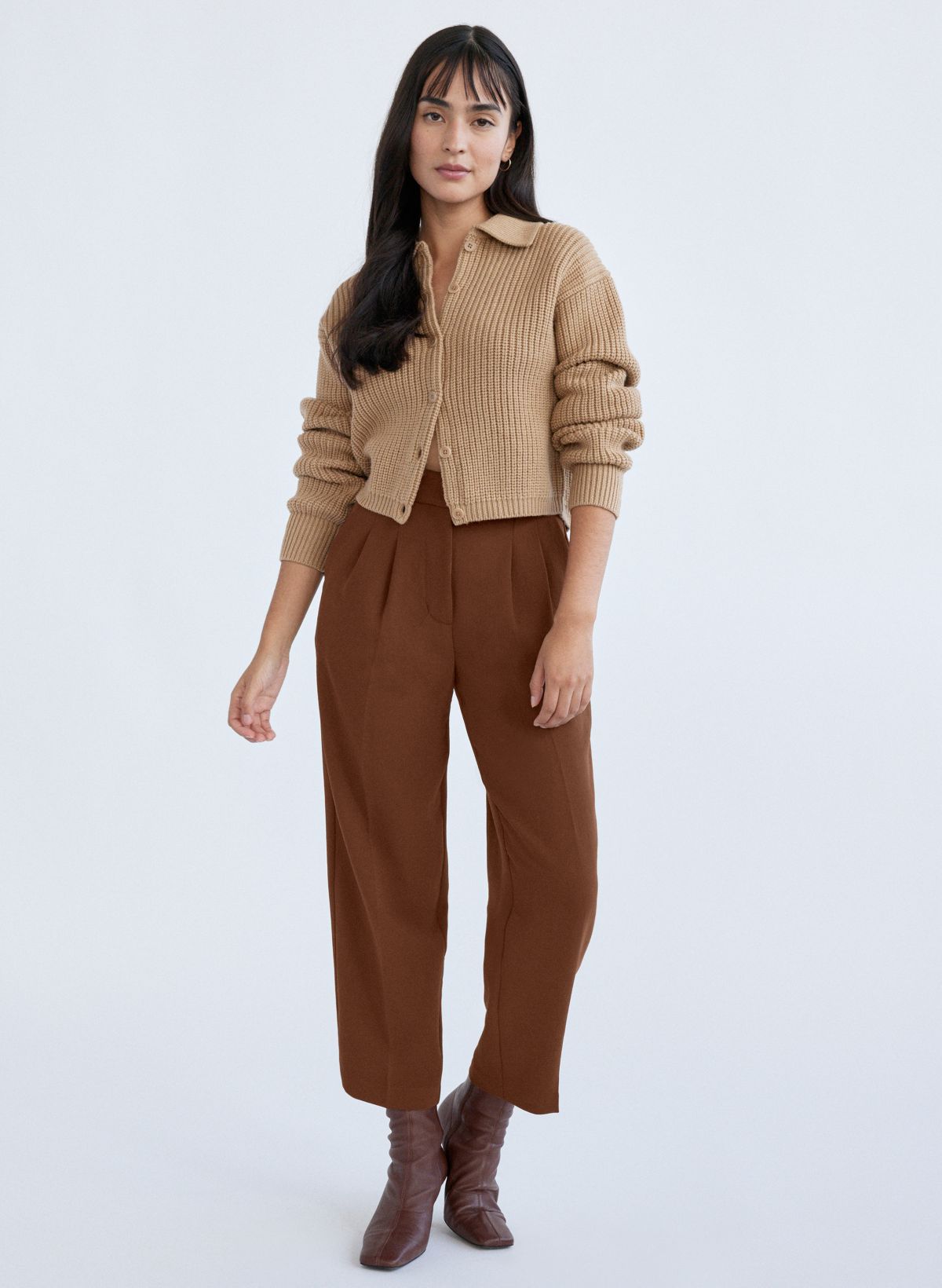  Women's Pants Plicated Detail Carrot Pants Work Casual