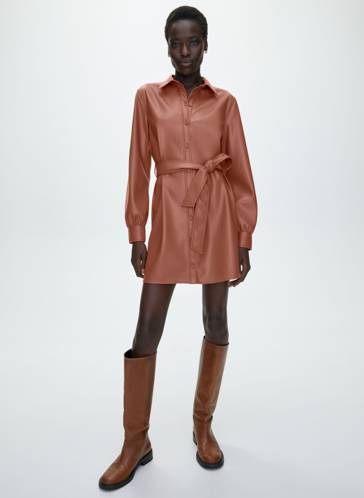 Leather 2025 shirt dress