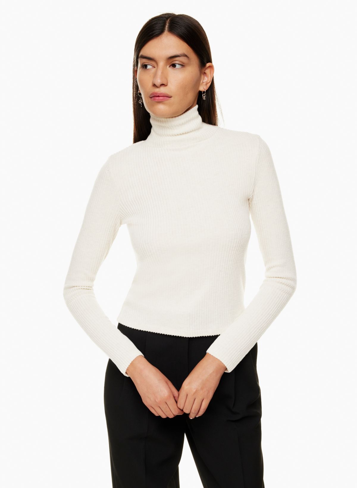 v28 Women Scoop Neck U-Neck Knit Long Sleeve Slim Fit Ribbed Sweater Tops  (XS, U White) at  Women's Clothing store