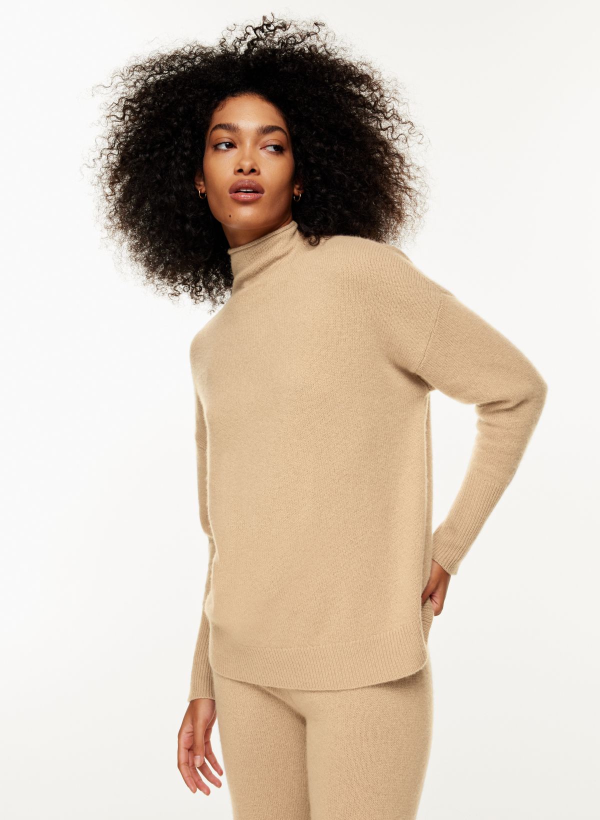 Women's Cotton/Cashmere Sweater, Turtleneck Light Gray Heather Small, Cashmere Cotton | L.L.Bean