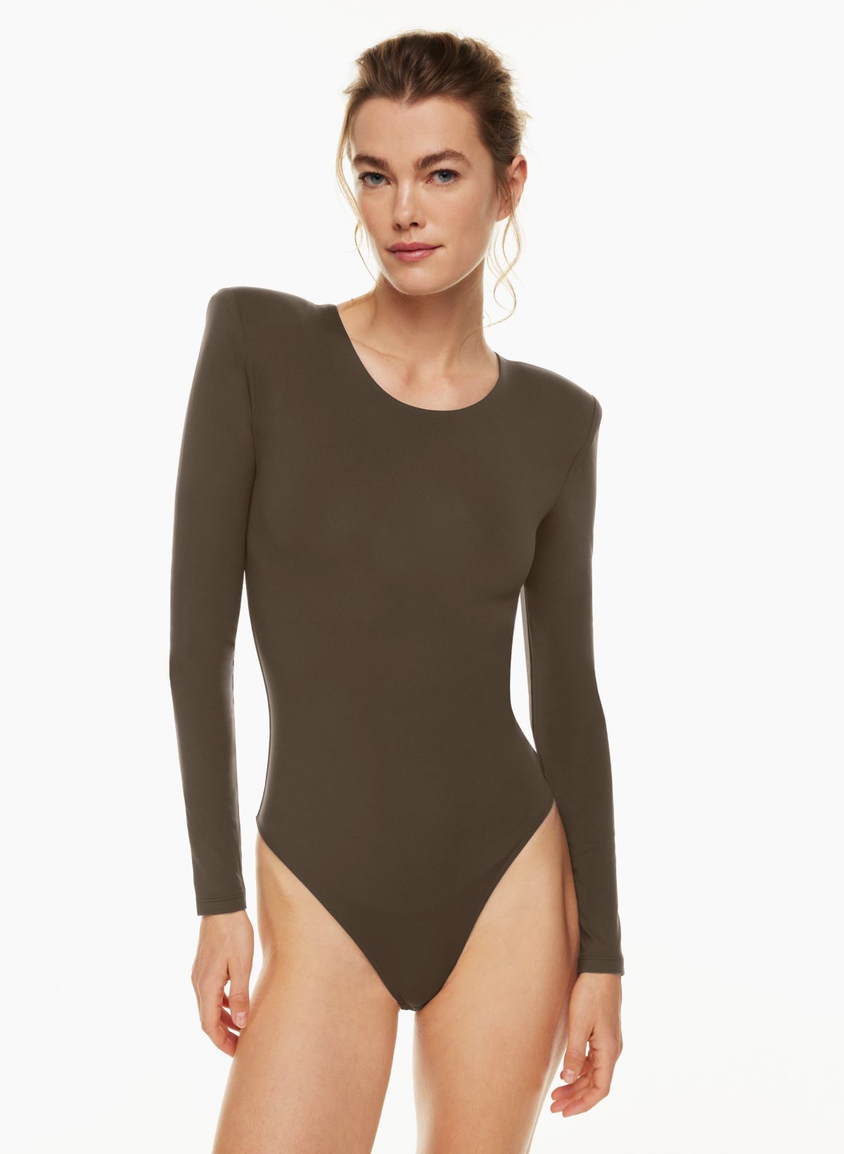 Brown Tall Off The Shoulder Ruched Detail Bodysuit