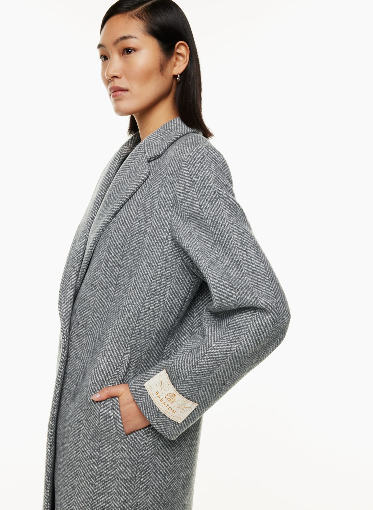 Herringbone Wool Overcoat - Grey