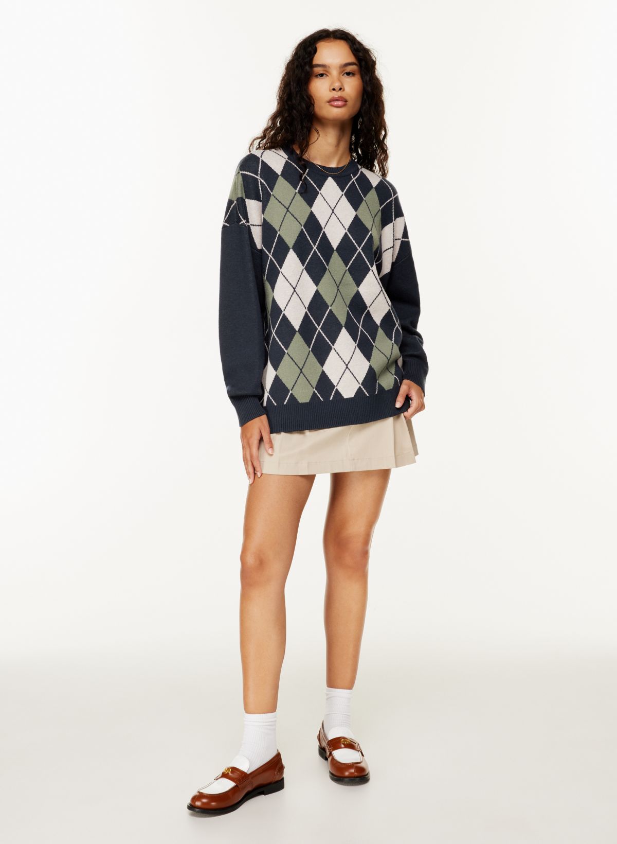 Men's Argyle jacquard Full Zip Sweater 