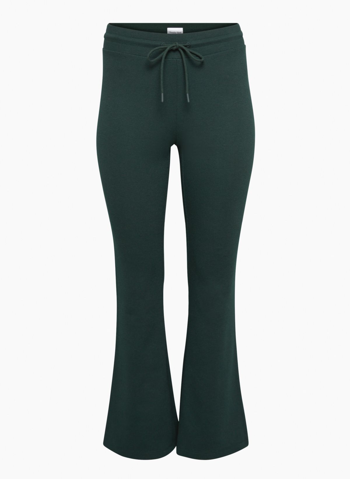 RIBBED FLARED TROUSERS - Dark green