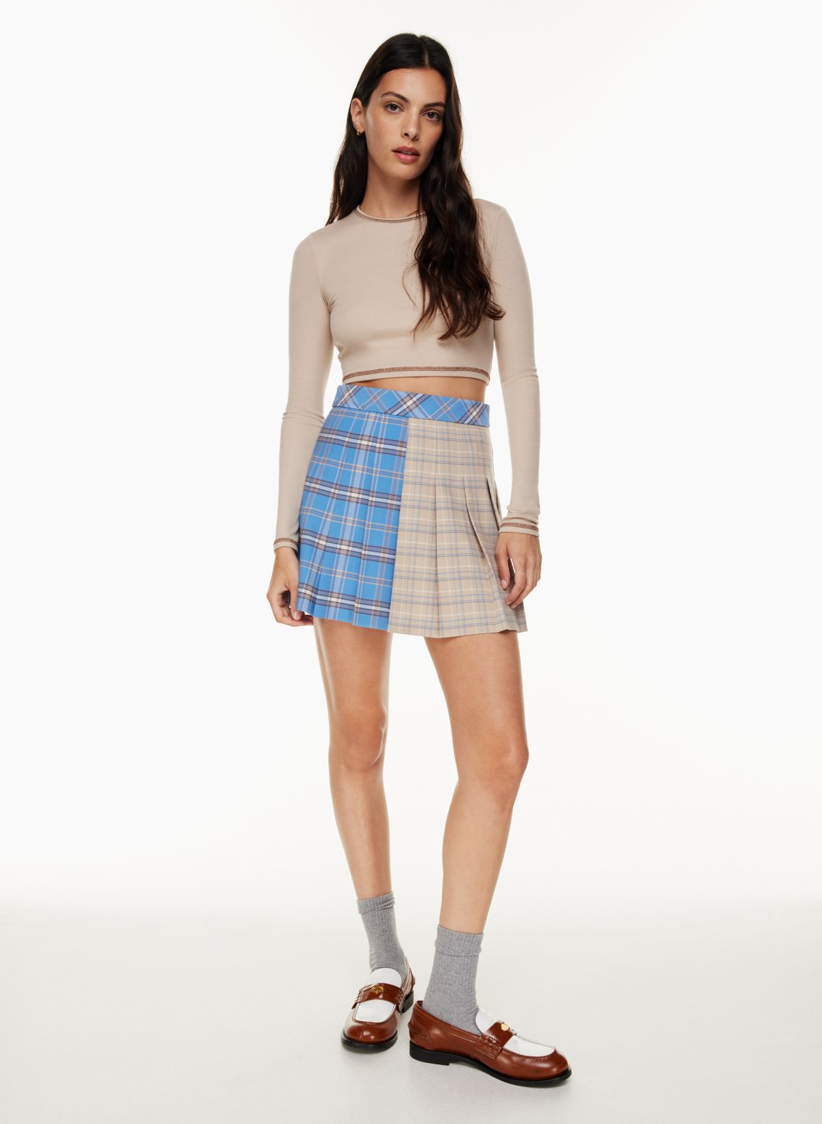 Aritzia blue 2024 plaid skirt