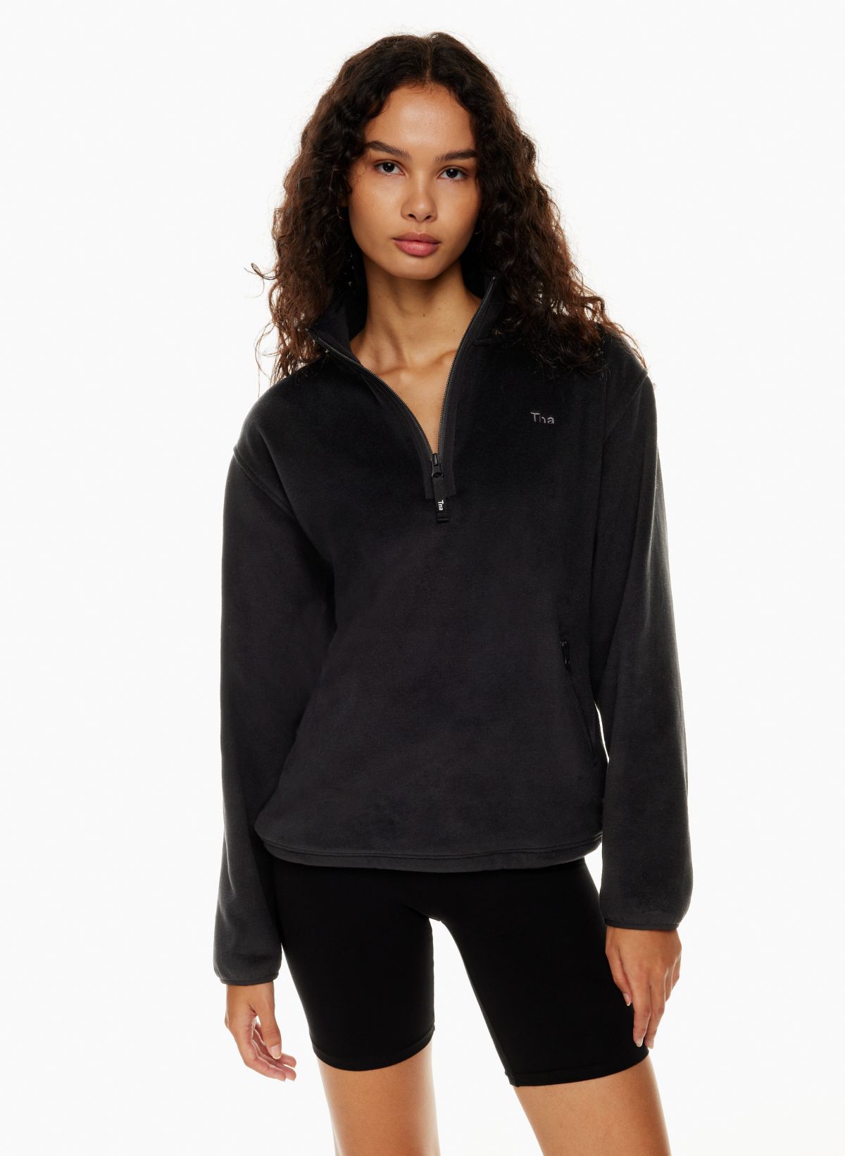 Vintage TNA Aritzia Crop Hoodie Full Zip 3/4 Sleeves Sweater Black