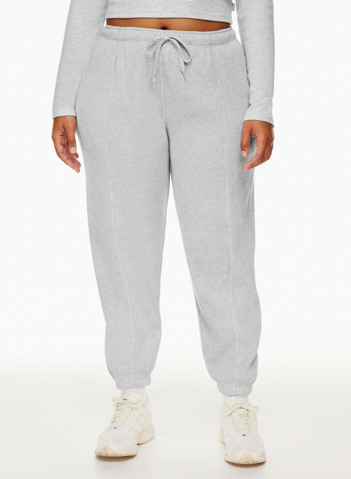 Mid-Rise Sweater-Knit Street Jogger Sweatpants for Women