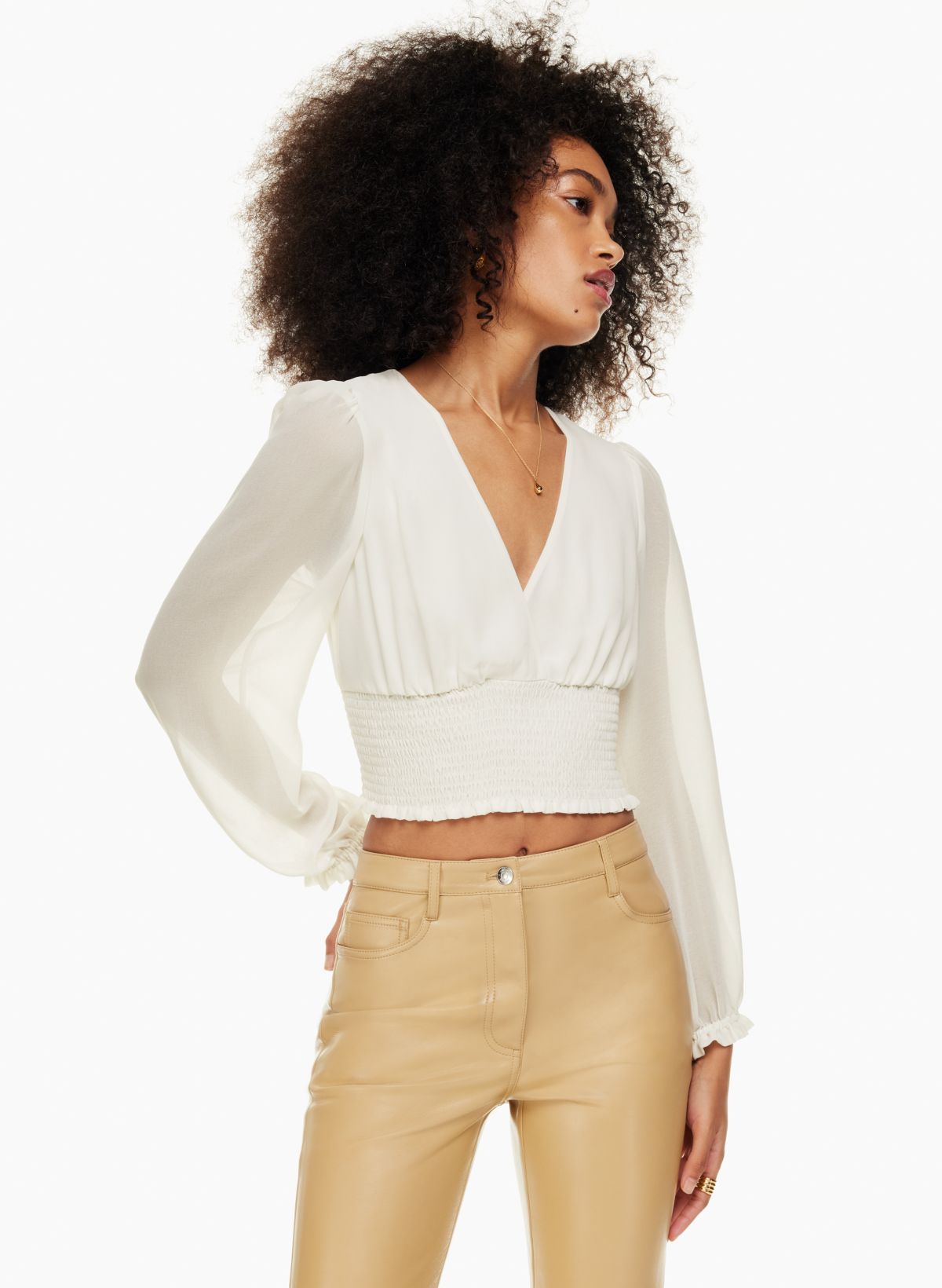 Contour Long Sleeve Bodysuit and Cropped Tie Front Blouse : r/Aritzia