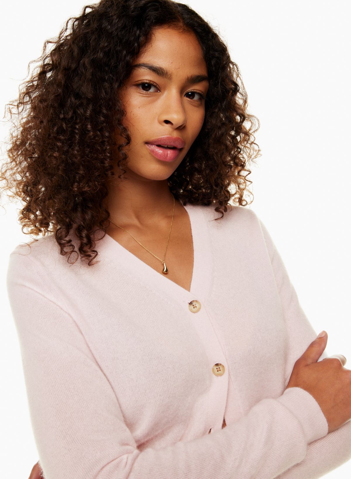 Pale pink outlet cashmere cardigan