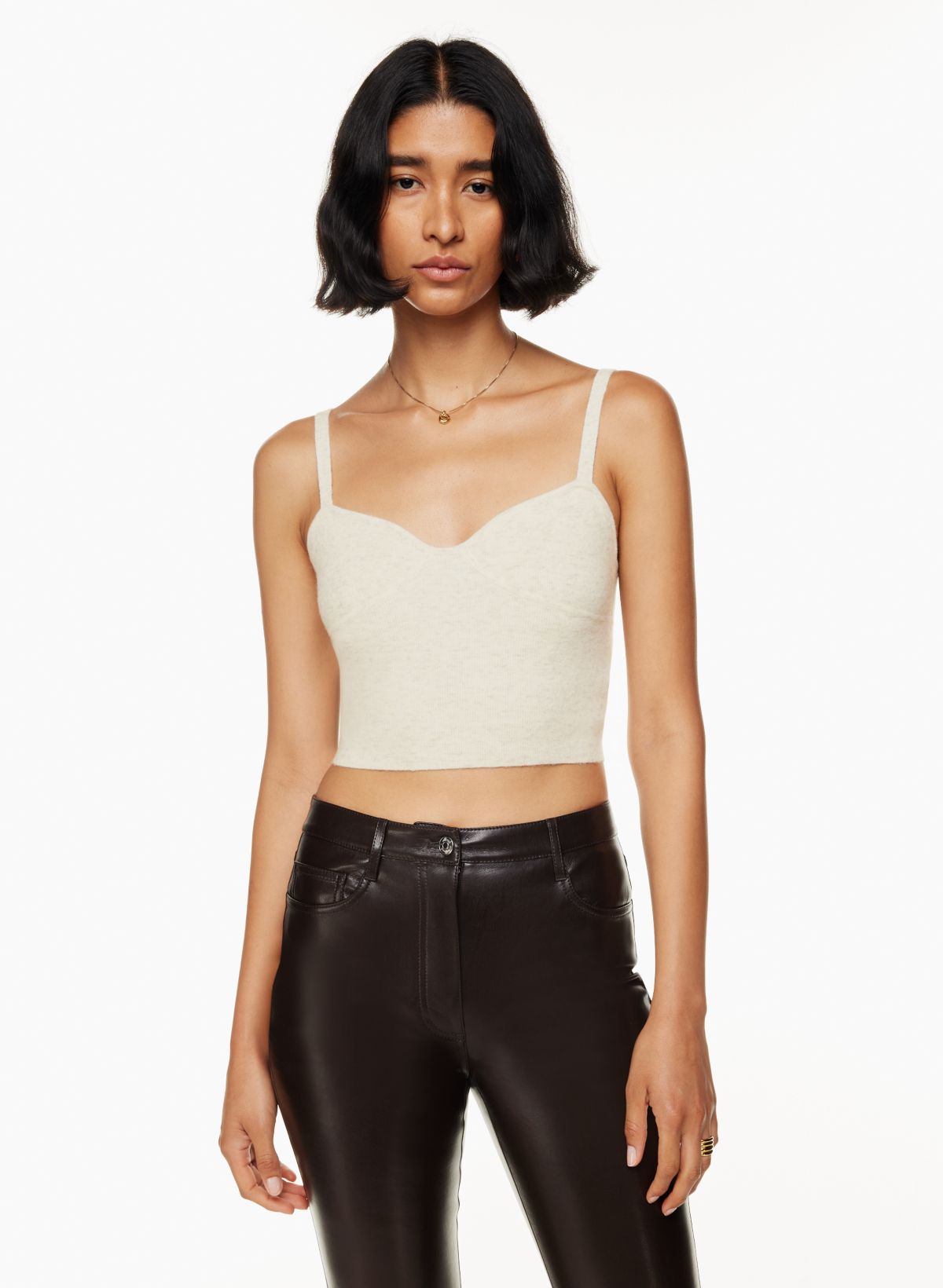 1. Leather Leggings In Caramel x A Little Bit Of this Sweater Top