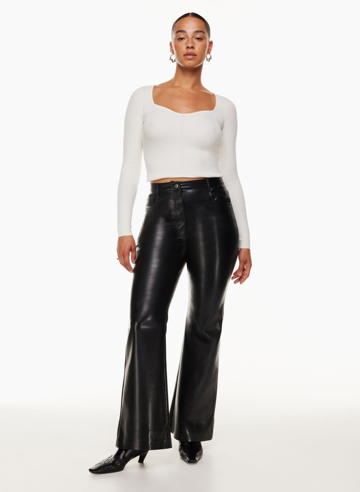 Tiny House - High Rise Faux Leather Flared Pants