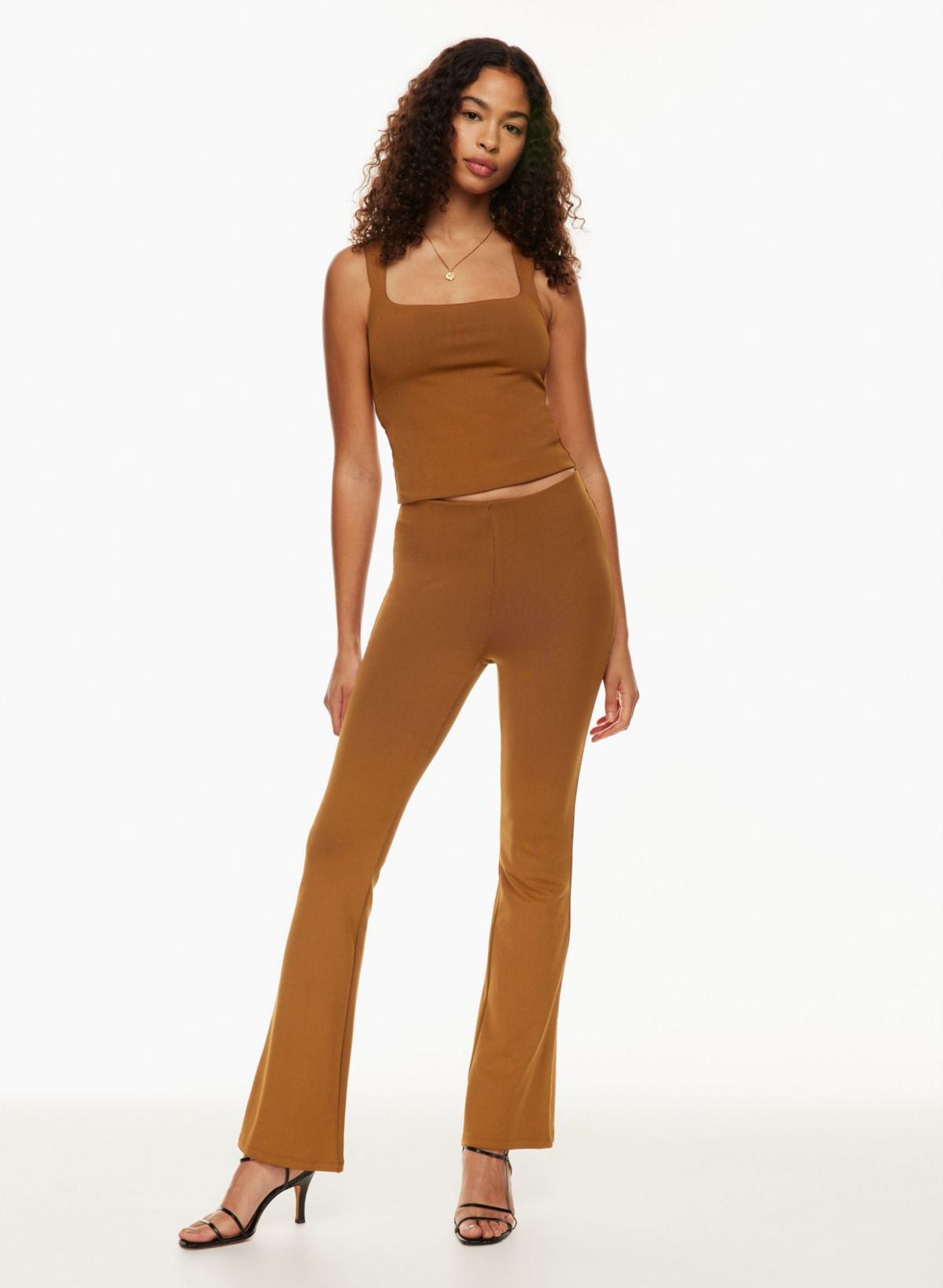 Kick Back Tan Solid Ankle Tie Pants