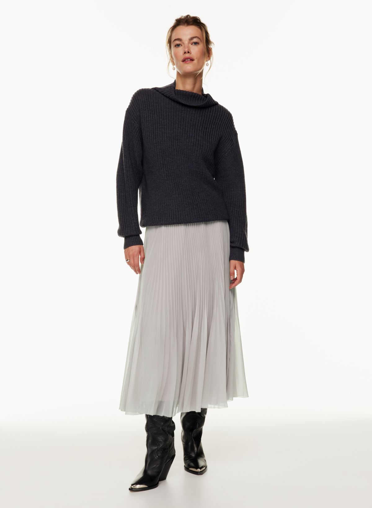 H and m pleated midi clearance skirt