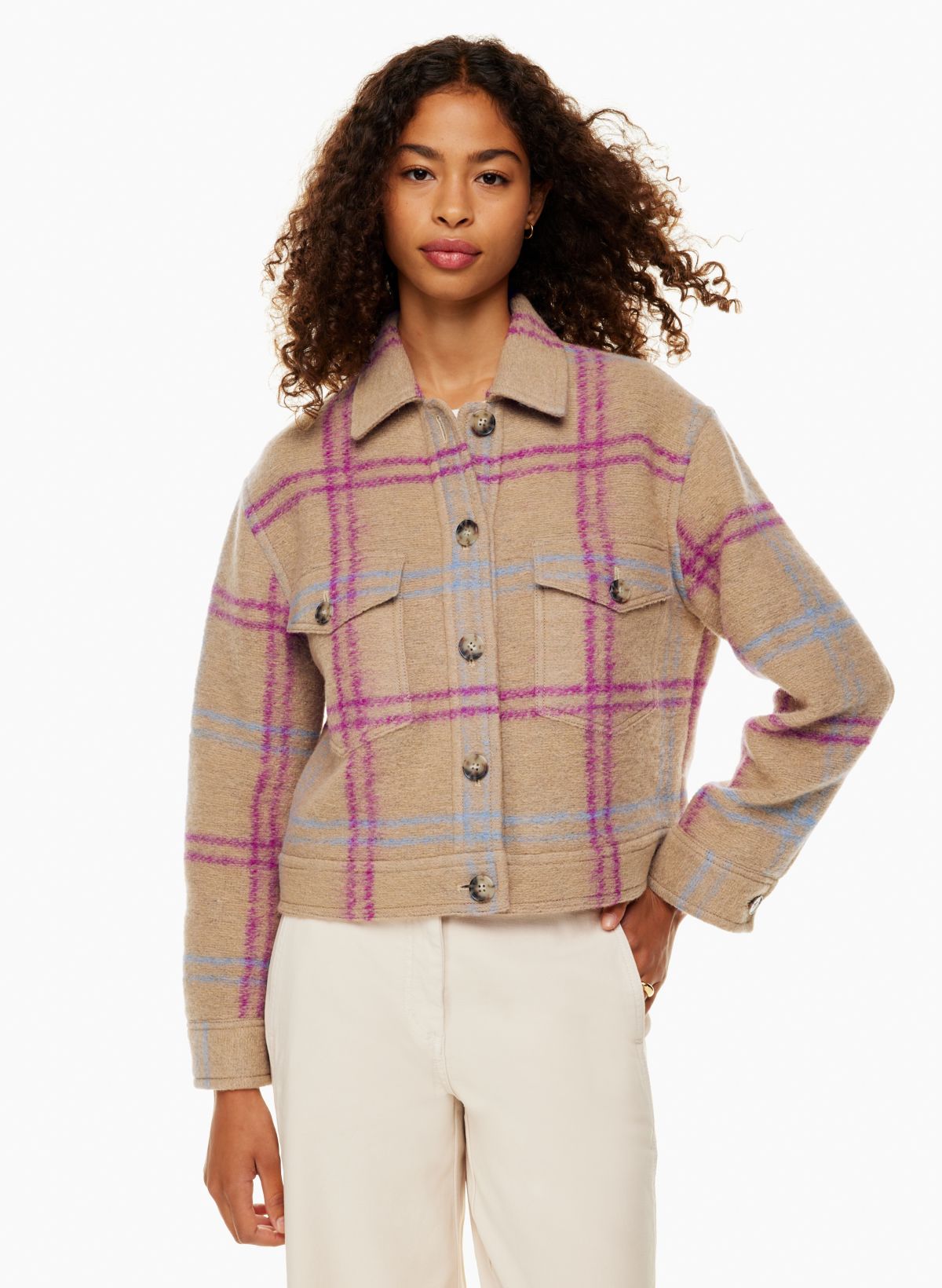 Plaid wool hot sale jacket