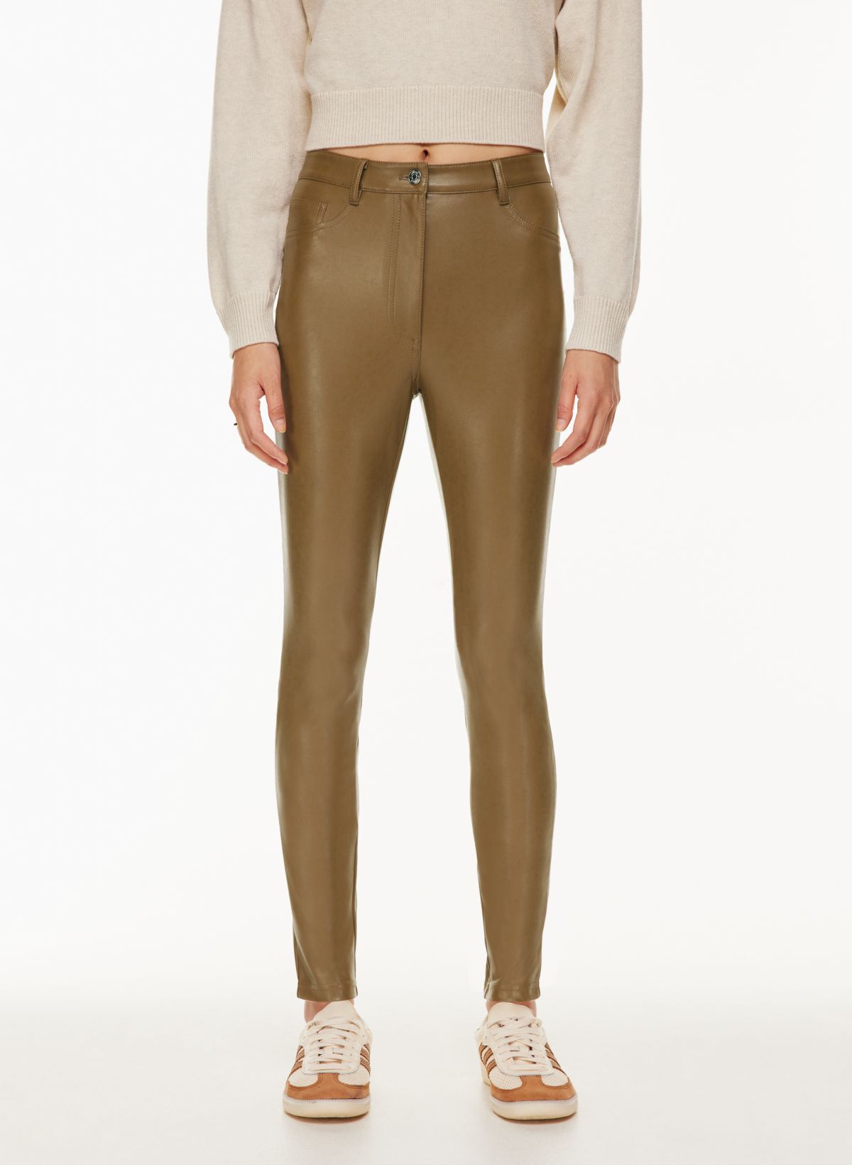 Zara Faux Leather High Waisted Leggings Taupe