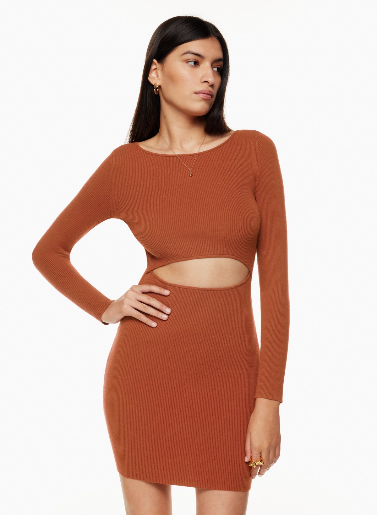 Wilfred Free CUT-OUT KNIT LONGSLEEVE MINI DRESS