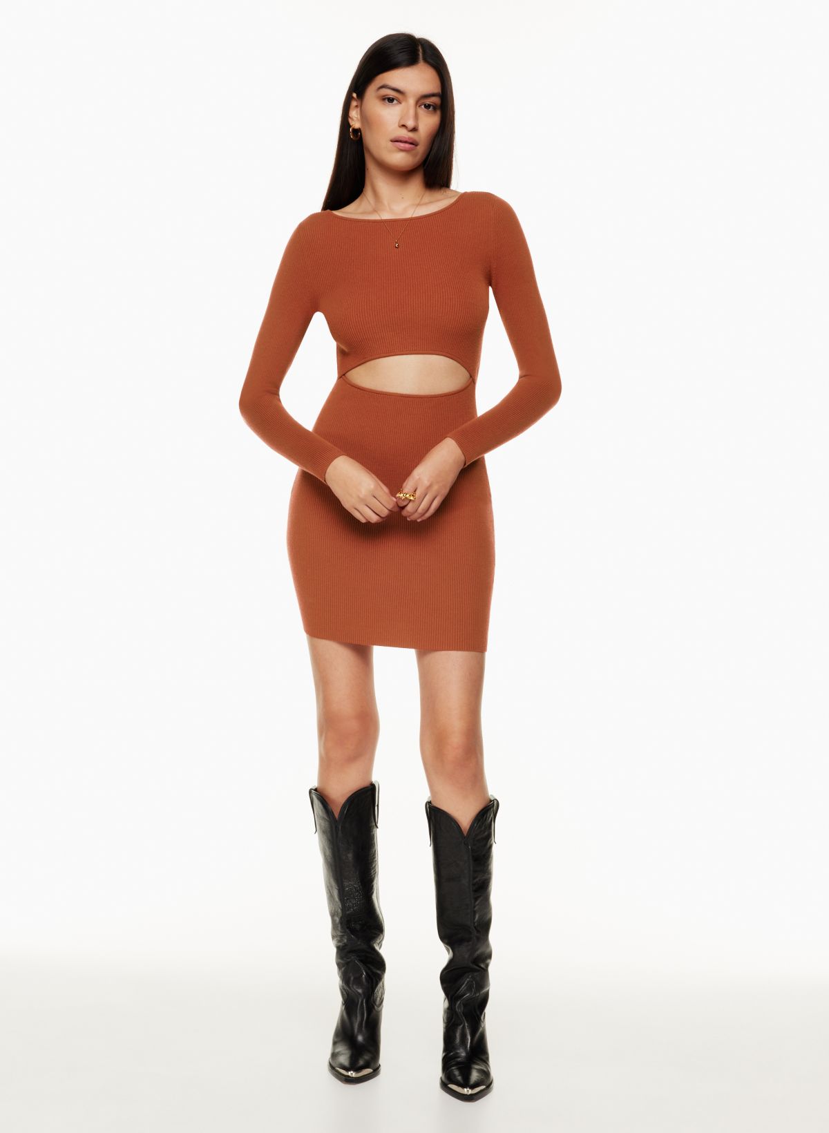 Shop The Look - Cutout Full Sleeve Top + Tights - Copper Blue