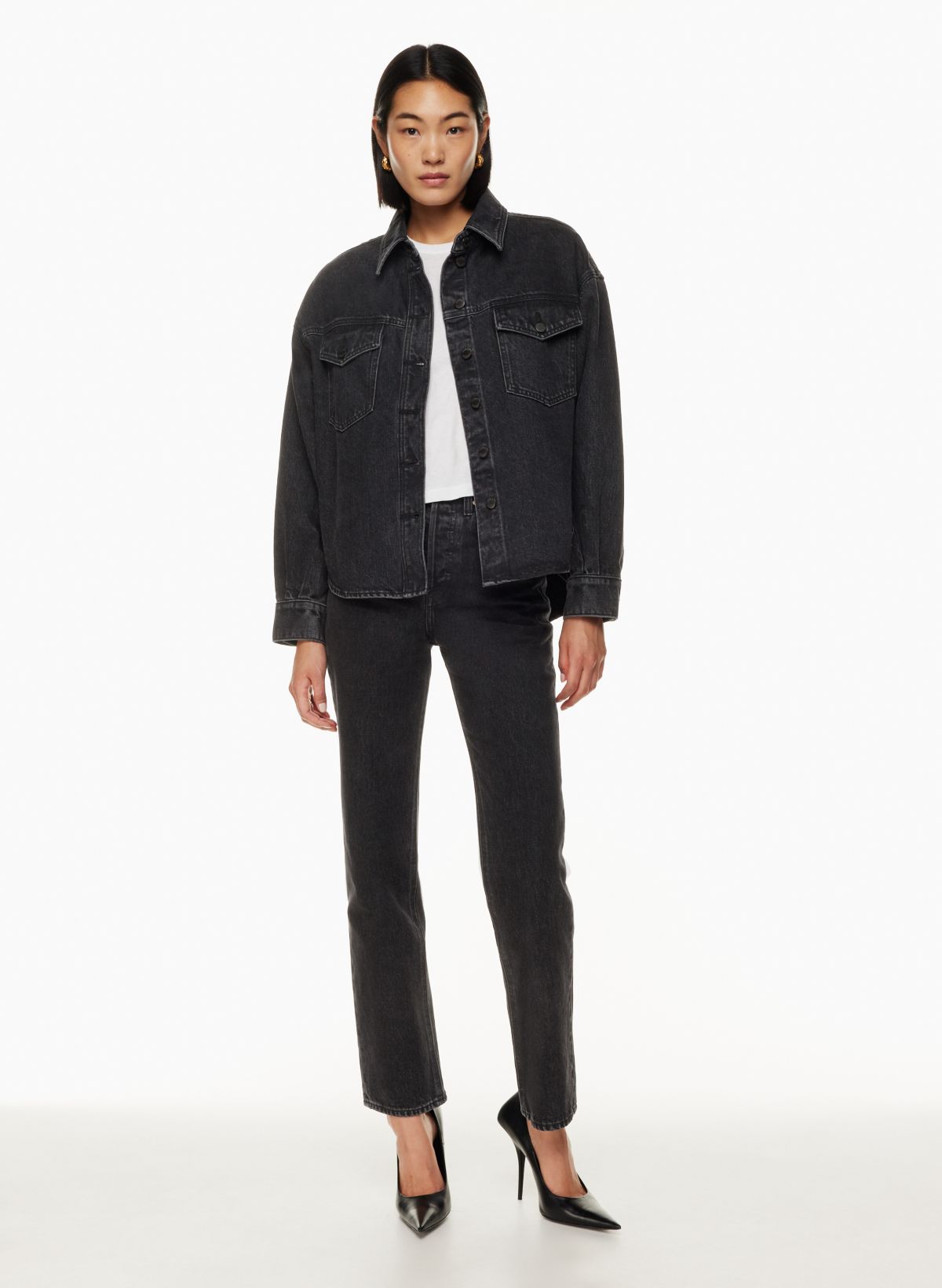 Black denim shirt store jacket