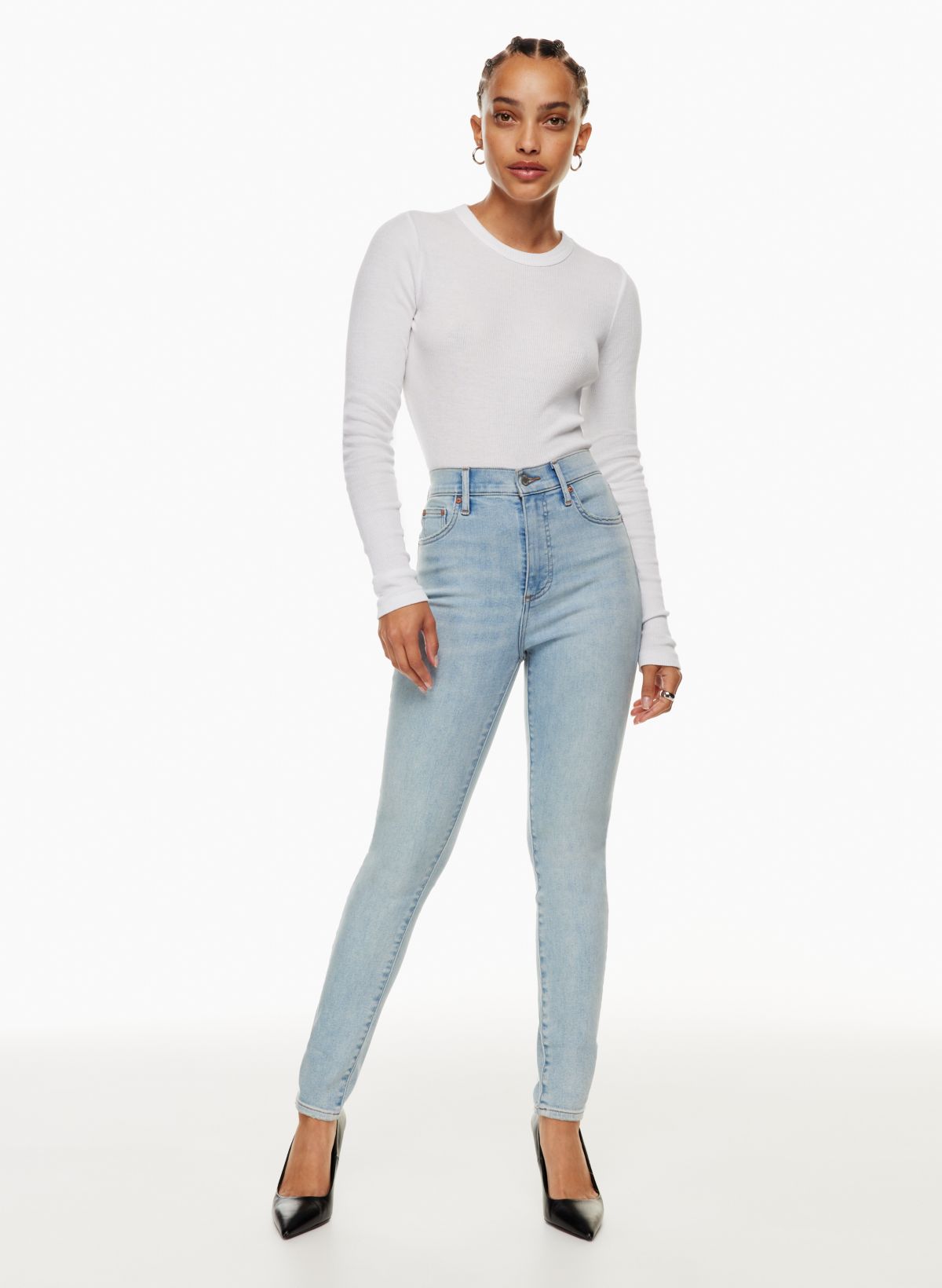Women's Elastic Waist Pull-On Stretch Ripped Roll Hem Denim Jeggings -  Skinny Shaping Capris Cropped Jeans with Pockets : : Clothing,  Shoes 