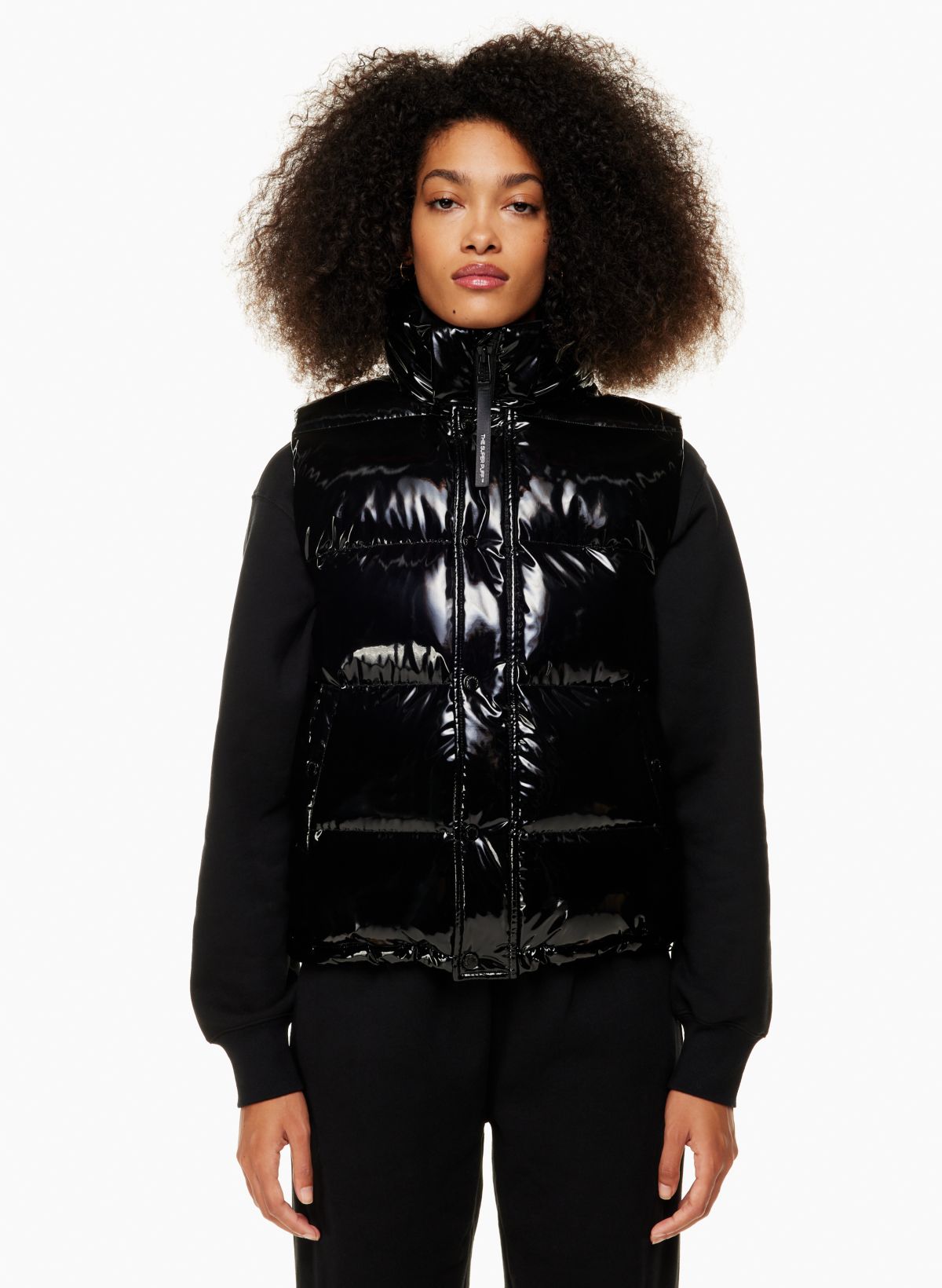 Glossy Sleeveless Puffer Jacket - Ready to Wear