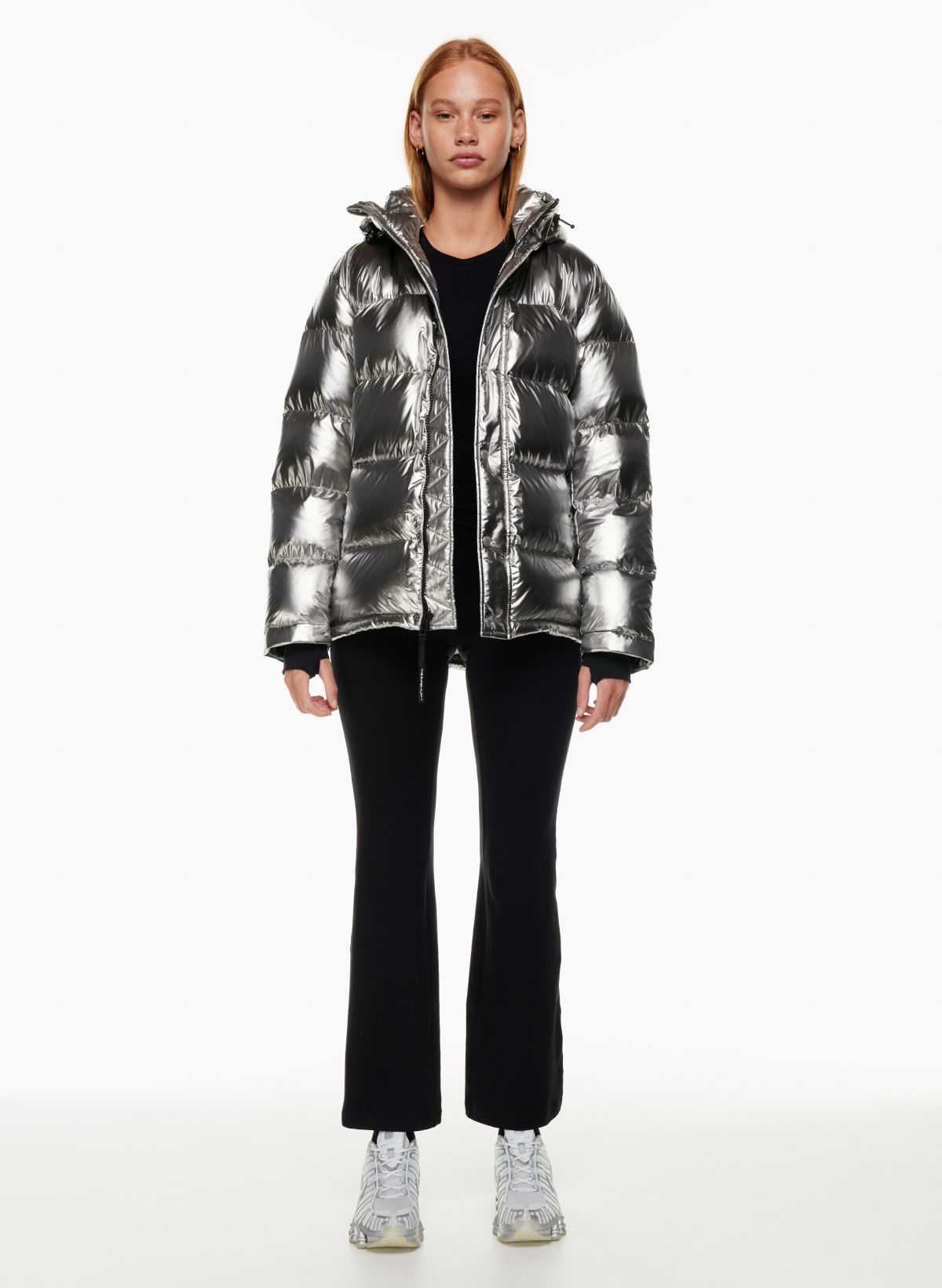 Women's Metallic Silver Down Puffer Jacket