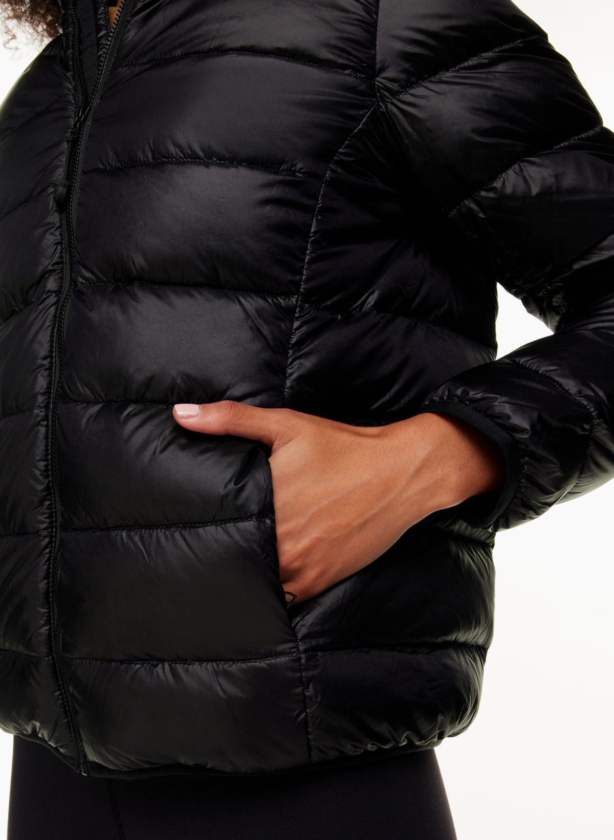 Fuzzy puffer outlet jacket