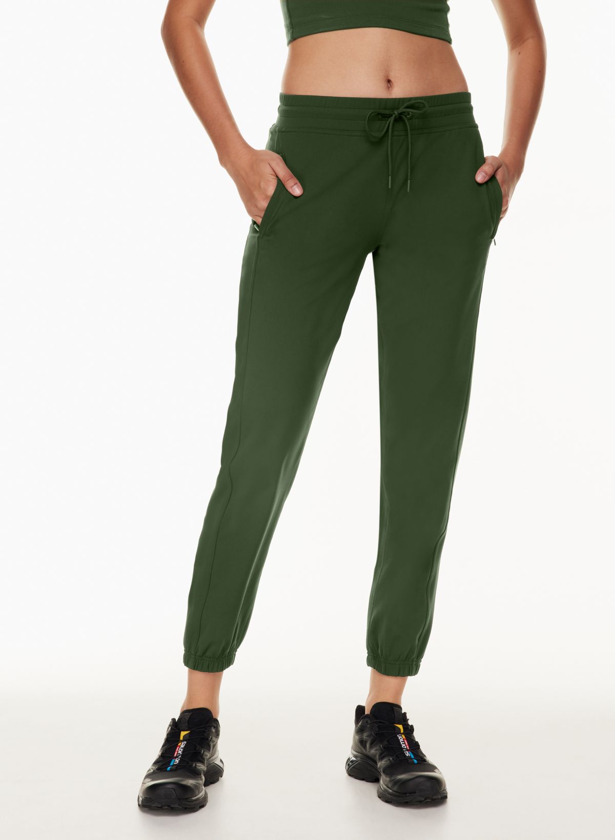 Womens Joggers | Olive Green Dress Jogger Pants | High-Rise Activewear Pants