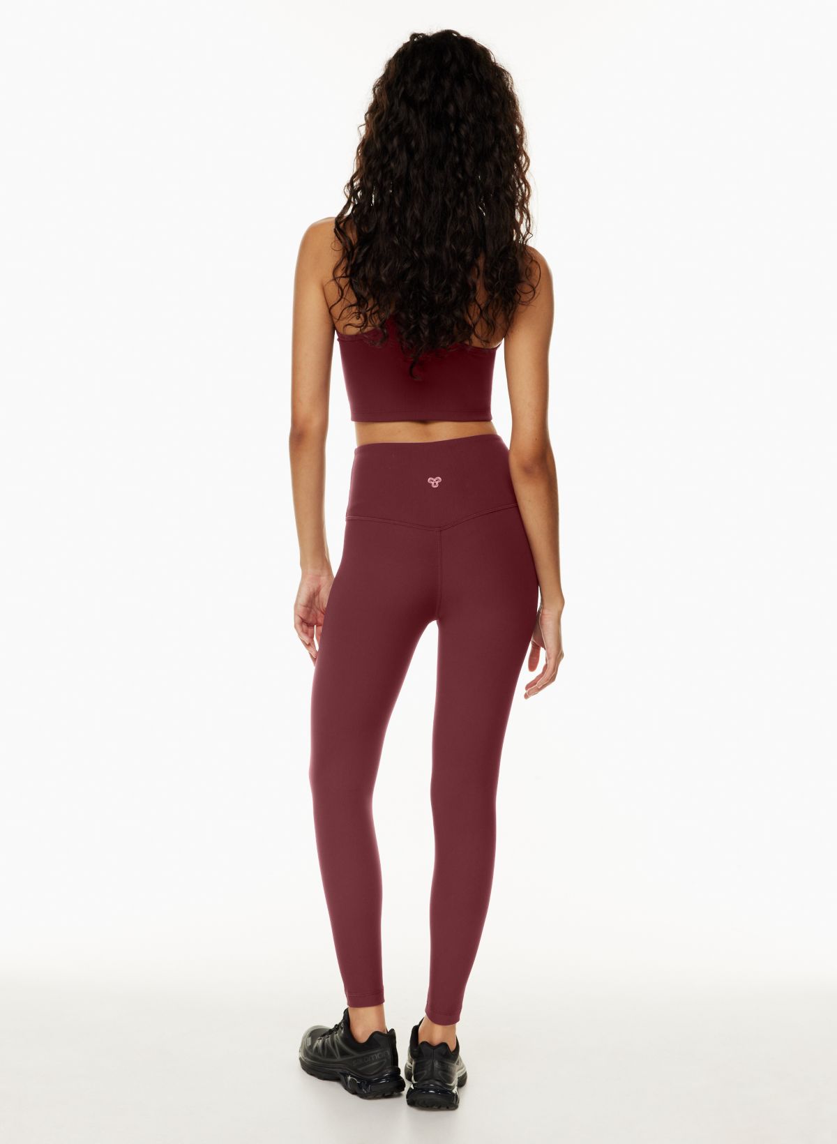 Lululemon Body Con Crop High Waisted Mesh Dark Red Maroon Rouge Leggings  Size 2