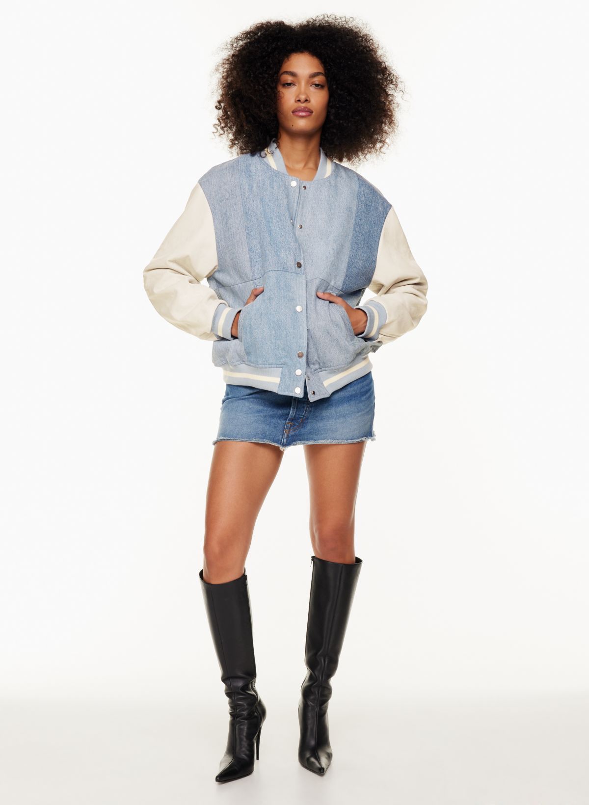 Denim varsity 2025 jacket womens