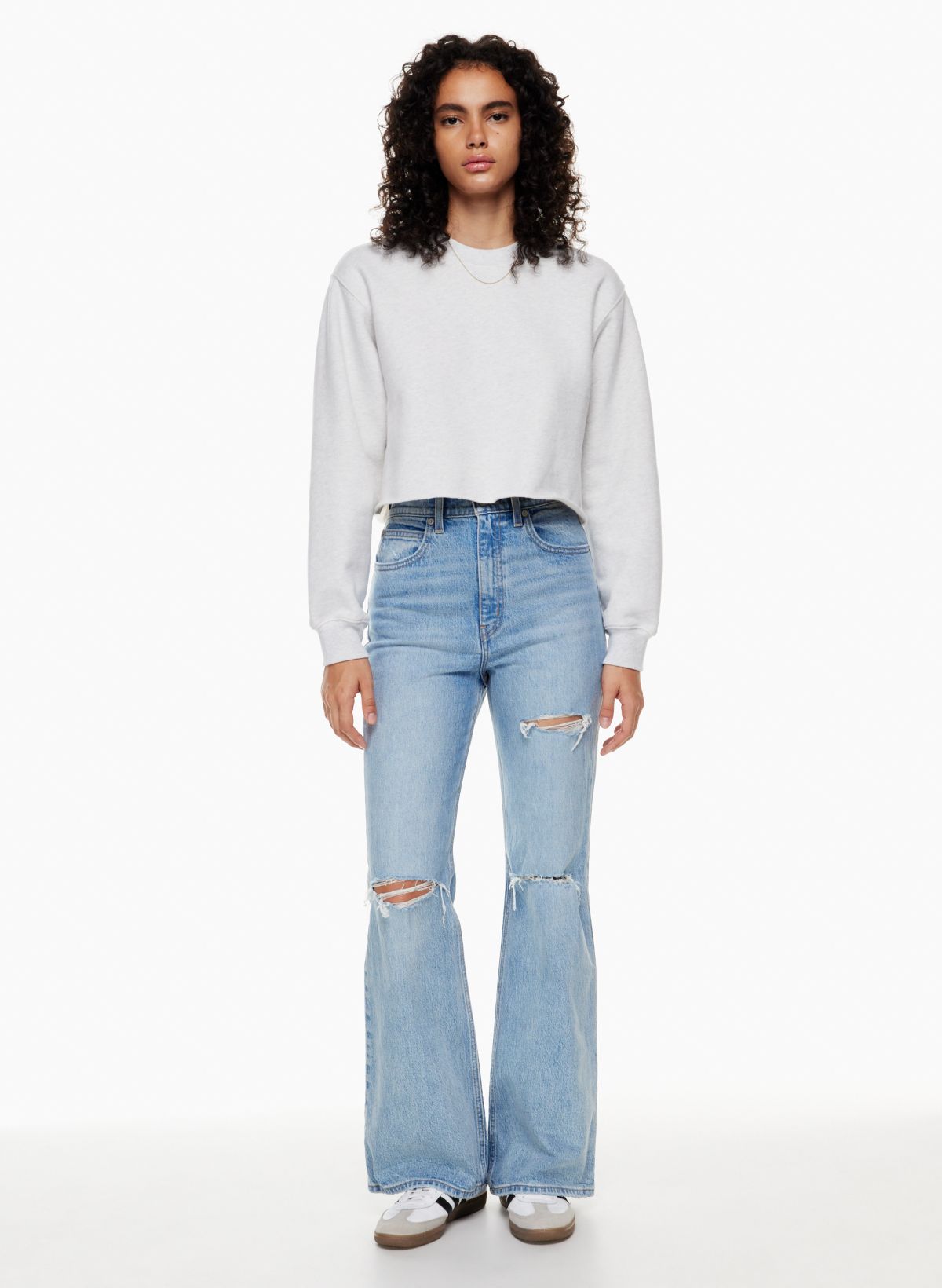 Levi's 70's High Flare in Destructed Light Indigo