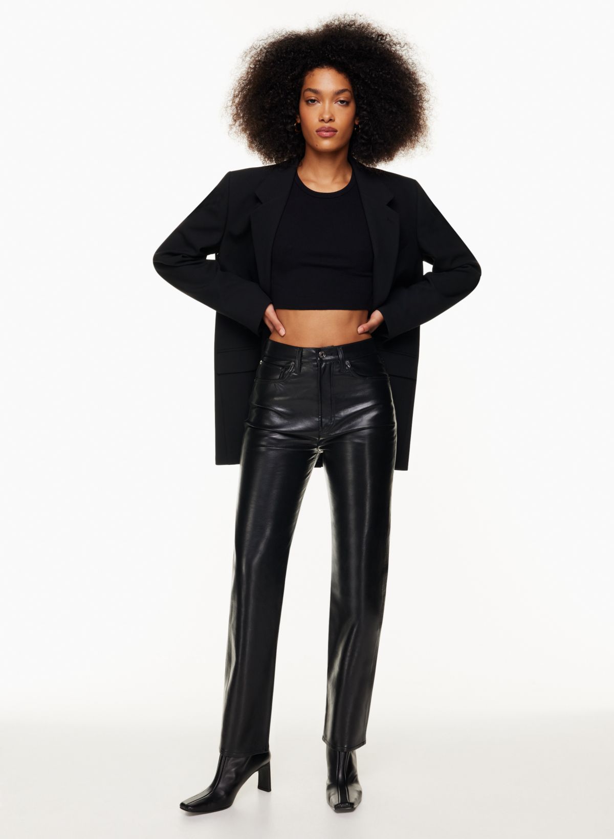 Black 90s Pinch recycled-leather trousers, Agolde