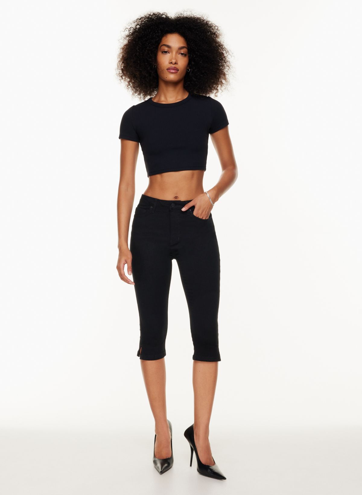 black denim capri