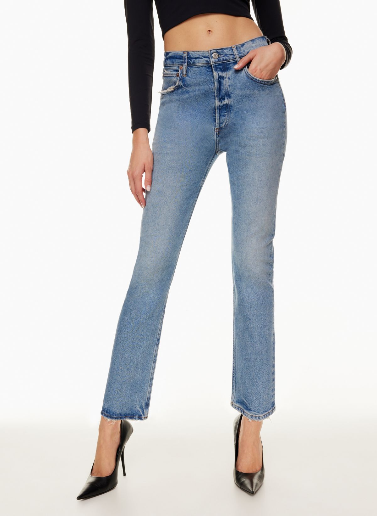 AGOLDE Riley Long Jeans in Cove Blue