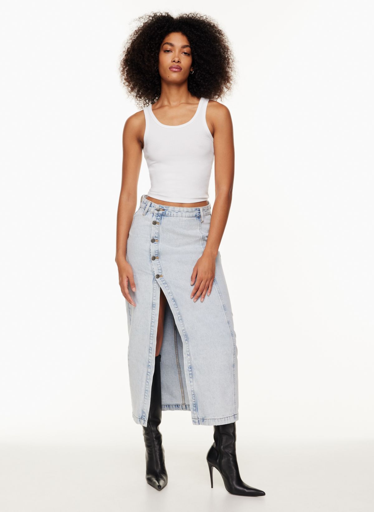 White denim skirt aritzia sale