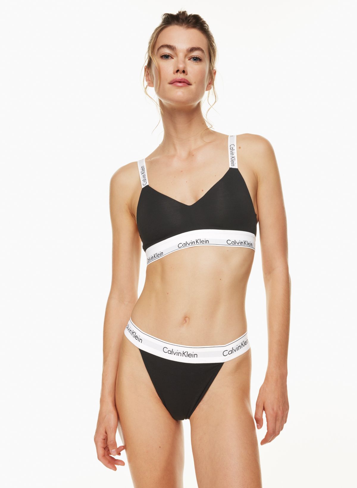 Calvin Klein Modern Cotton Bralette and Thong Underwear Set 