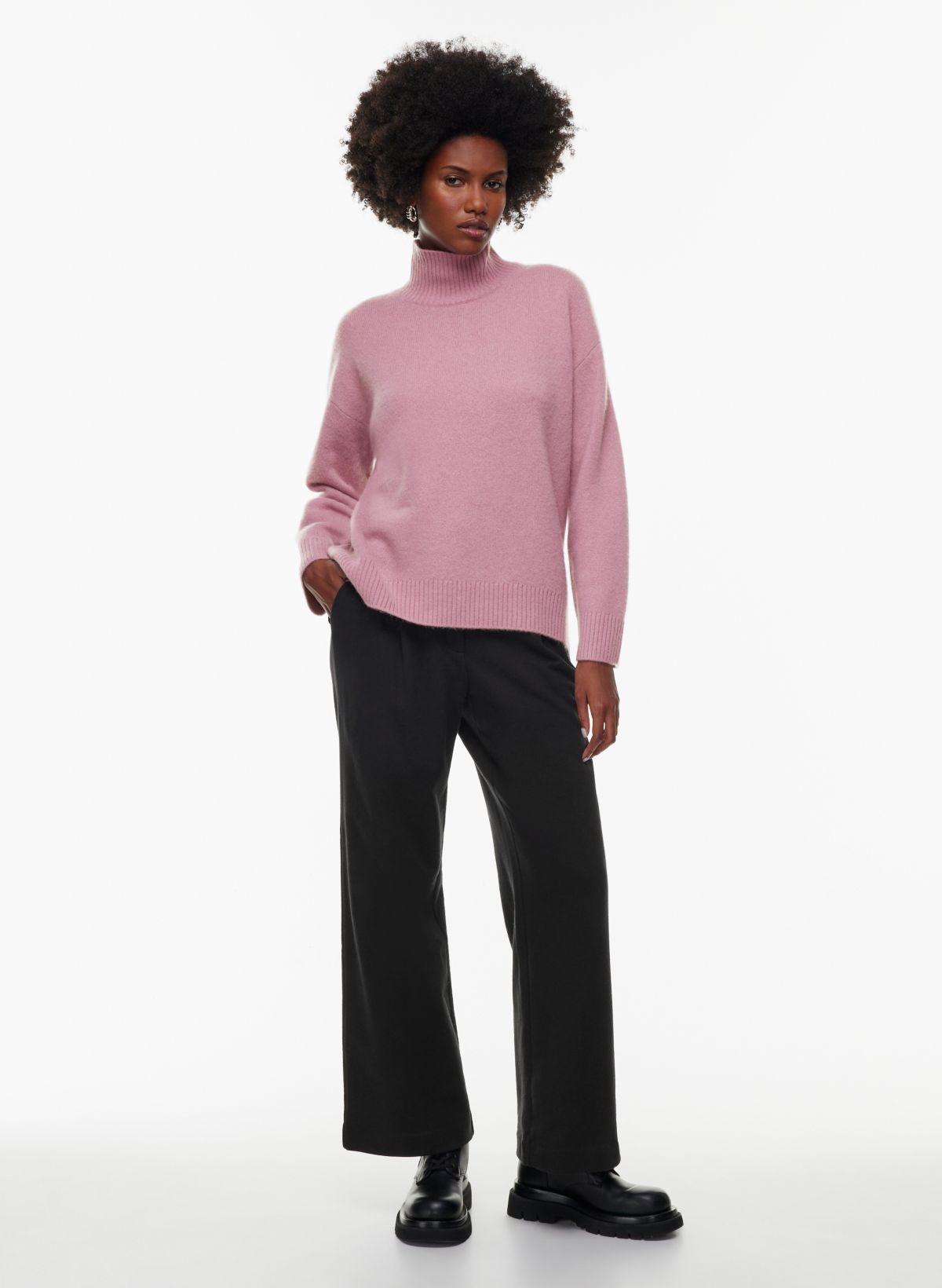 Pink cashmere shop turtleneck sweater