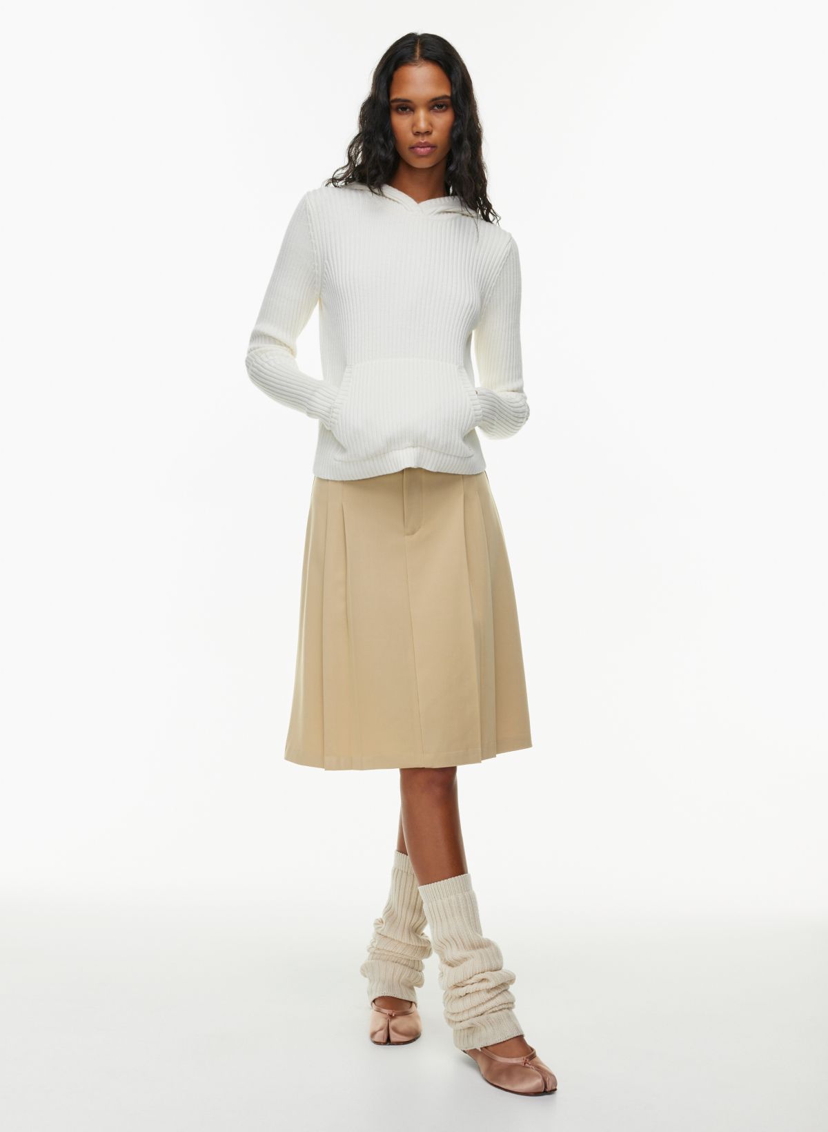 Versatile A-Line Belted Midi Skirt in Tan - Retro, Indie and Unique Fashion