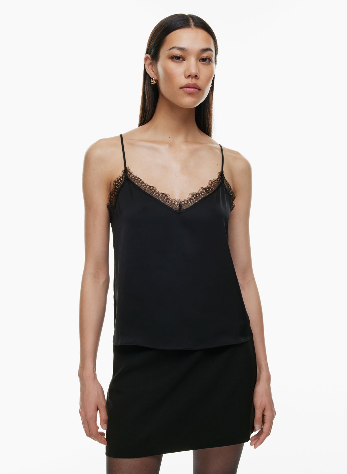 Satin Asymmetric Négligée Lace Camisole