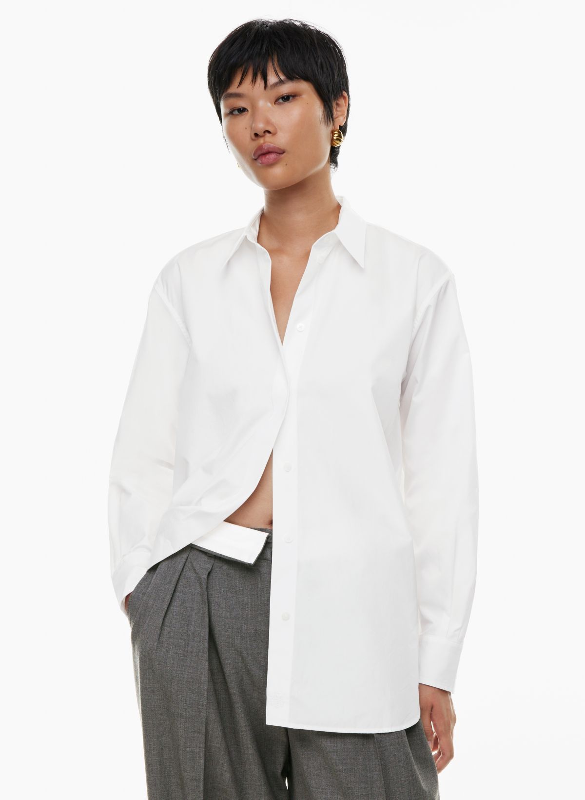 Women's Long Sleeve Oversized Button-Down Boyfriend Shirt - A New Day™  White XS