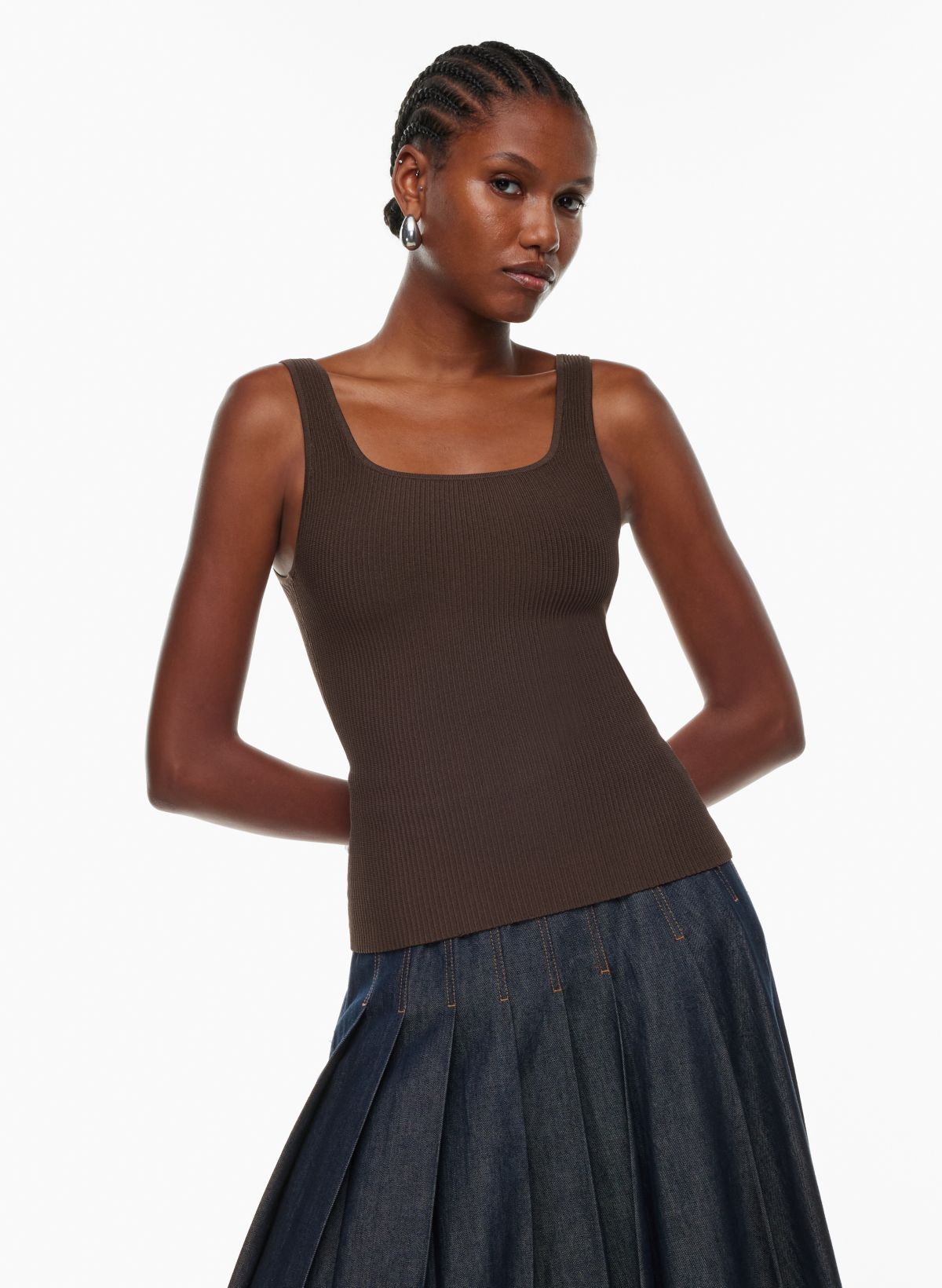 Aritzia, Tops, Aritzia Babaton Sculpt Knit Bra Top In Rich Mocha Brown