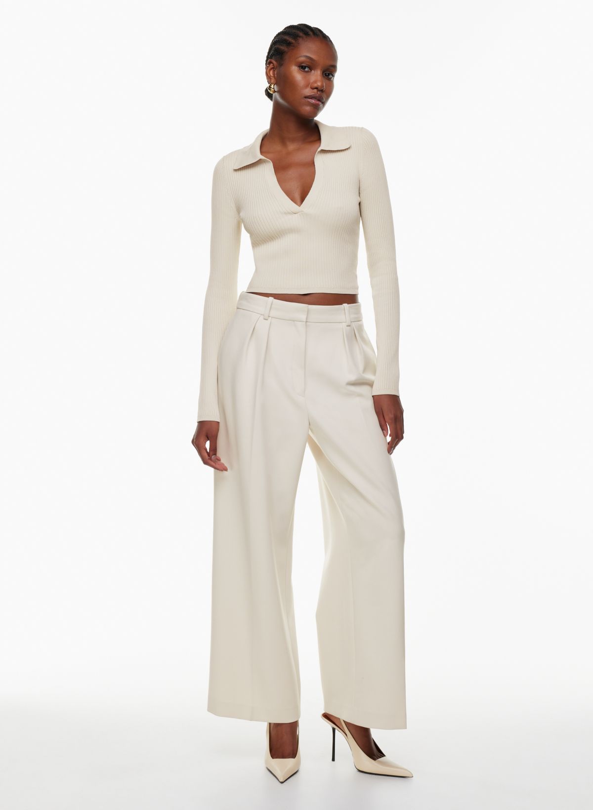 Unique 21 beach crop top and flared pants set in white
